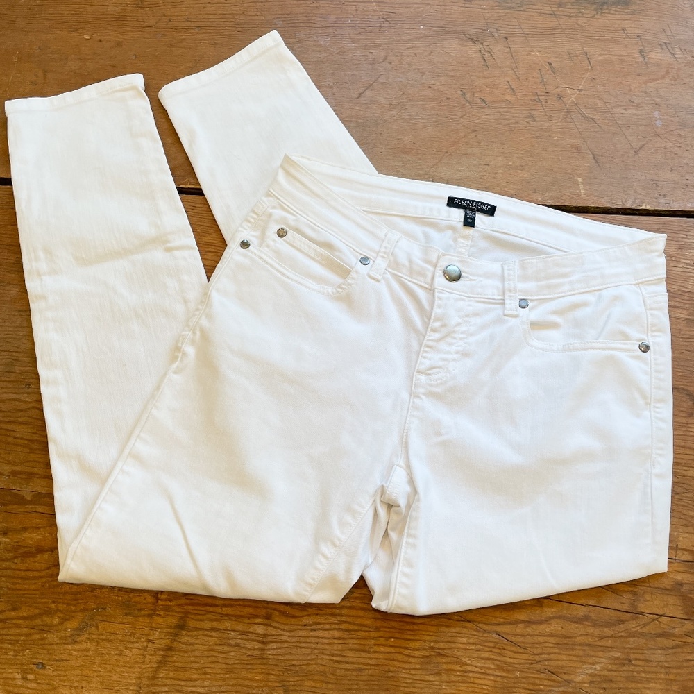 Eileen Fisher White Skinny Ankle Jeans